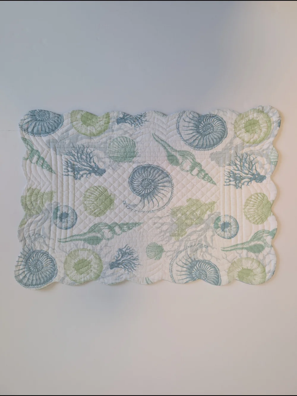 C&F Home Delray Beach Coastal Striped Quilted Placemat Mint Blue White